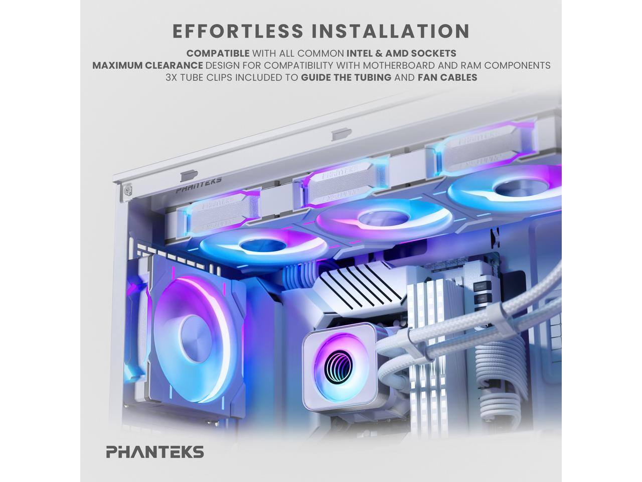 Phanteks Glacier One 360D30 X2 AIO Liquid CPU Cooler, Evolv X2 Cap