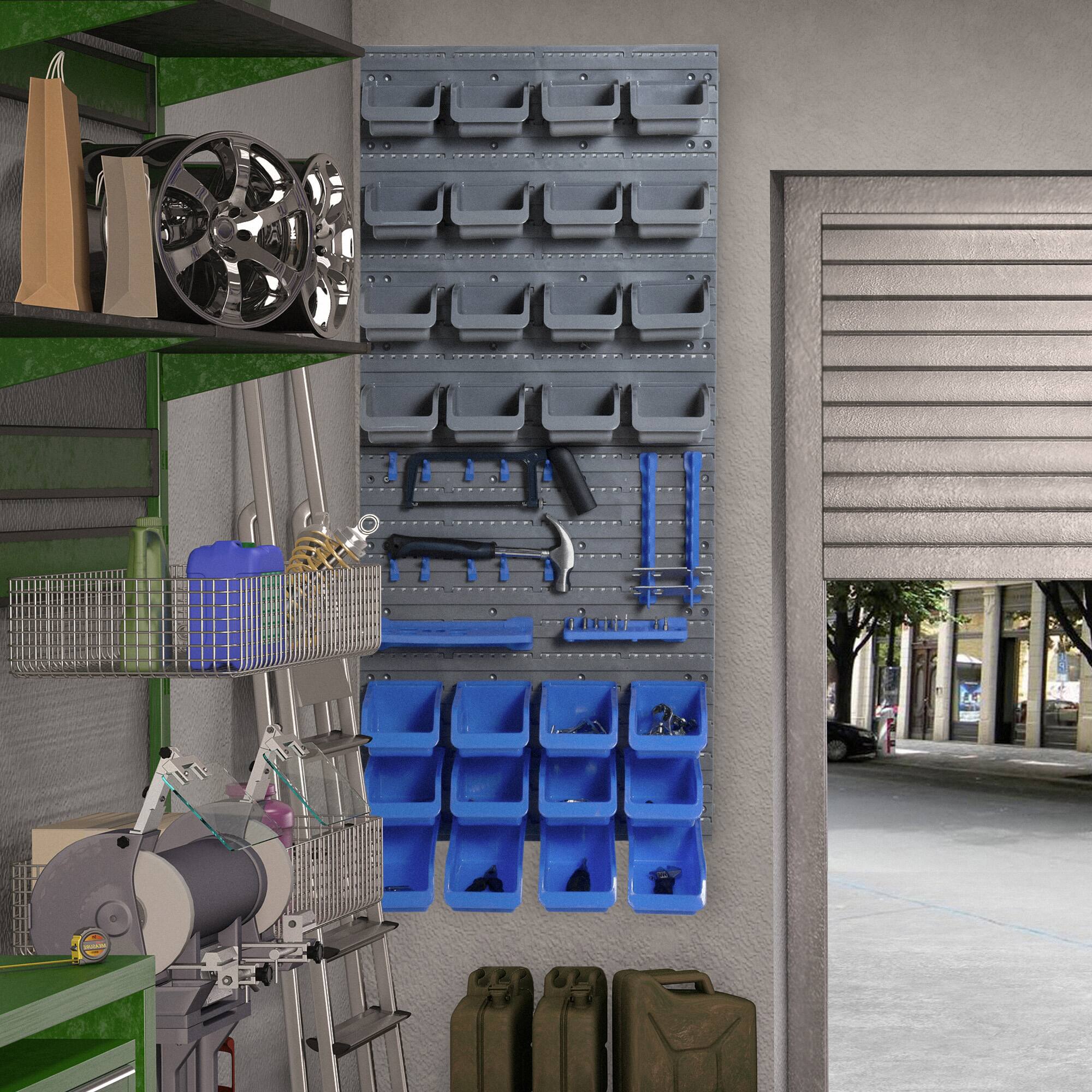 Alt View 1. Durhand - 44-Pc Wall Mounted Pegboard Tool Organizer Rack Kit for Garage - Blue.