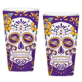 Indigo Falls - LSU Tigers Two-Pack 16oz. Dia De Los Muertos Pint Glass Set - Multicolor