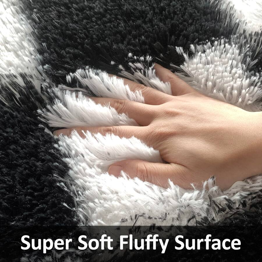 Soft Rug Fuzy Fabibe Soft Fuzzy Fluffy Rug For Bedroom Living Room Black And White ...