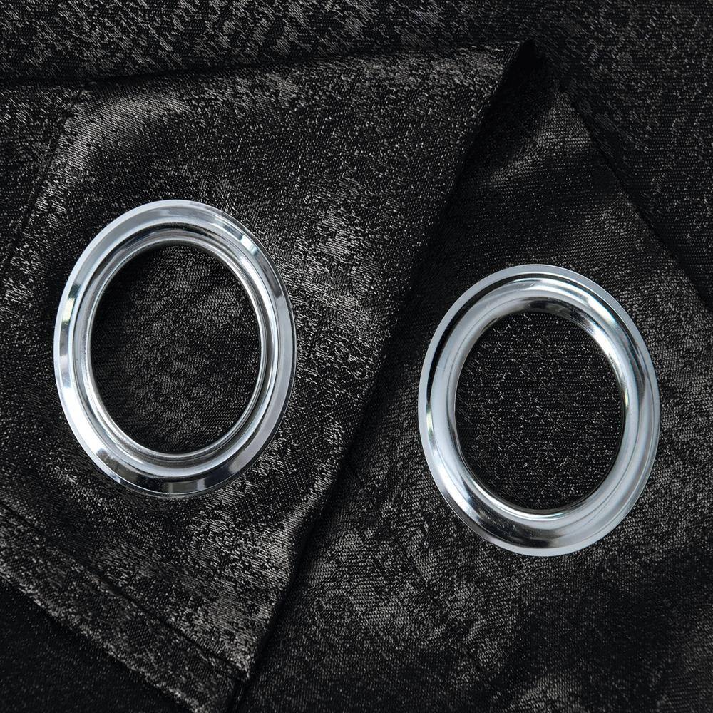 Angle. Olivia Gray - Olivia Gray Roxy Two Tone Jacquard Grommet Single Panel - 54x90" Black - Black.