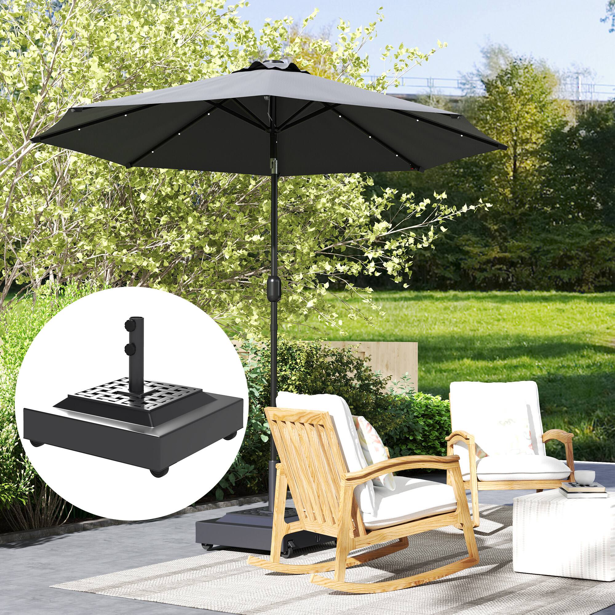 Alt View 5. Outsunny - Outdoor Umbrella Stand Base with Wheels, Heavy Duty Patio Umbrella Base, Filled Up to 143lbs with Stand or 112lbs - Black.