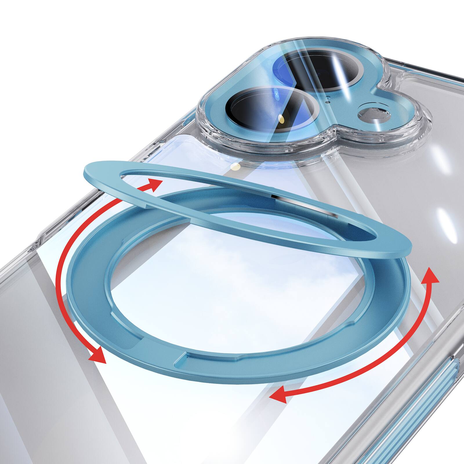 Alt View 2. Dteck - Magnetic Clear Phone Case for Apple iPhone 17 with Metal Rotating Kickstand,Shockproof PC+TPU Slim Transparent Cover - Blue.