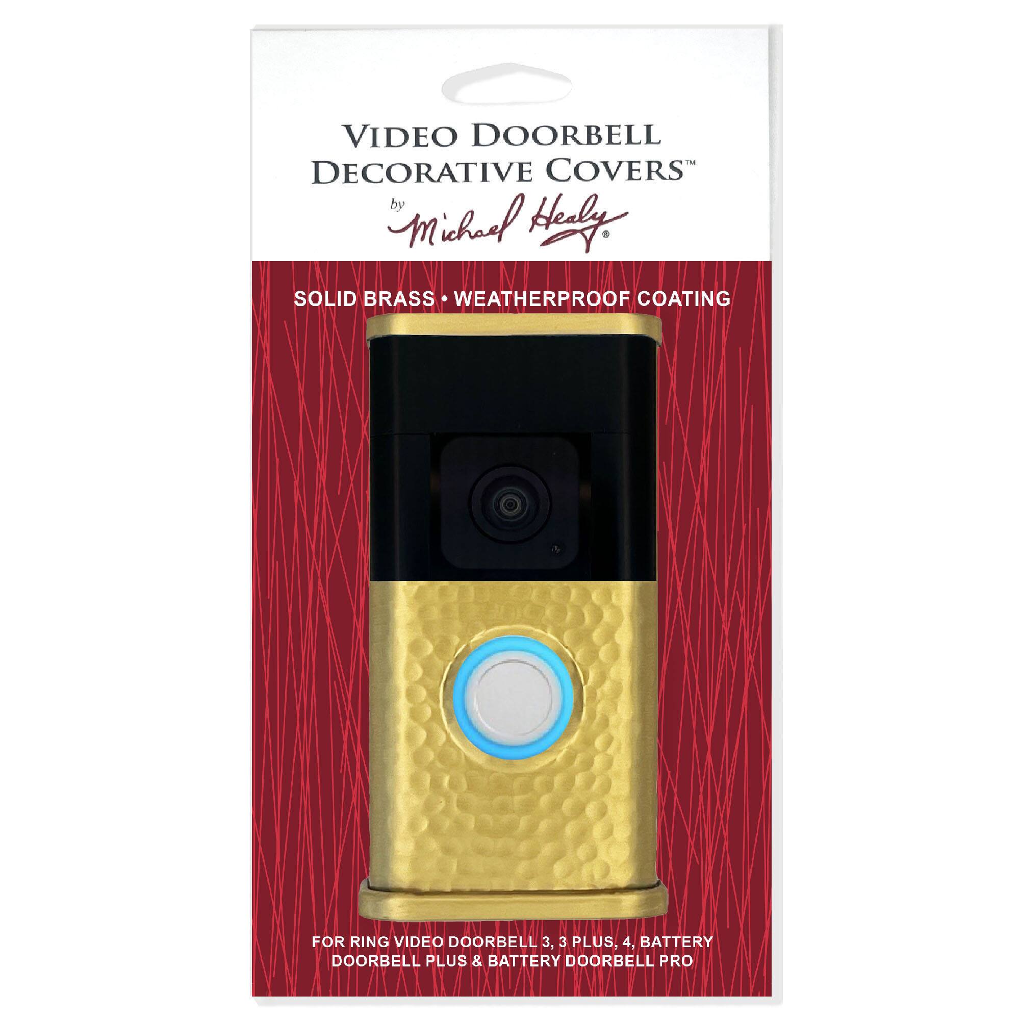 VIDEO DOORBELL DECORATIVE COVERS by Michael Hely - SOLID BRASS WEATHERPROOF COATING FOR RING VIDEO DOORBELL 3, 3 PLUS, 4, BATTERY DOORBELL PLUS & BATTERY DOORBELL PRO