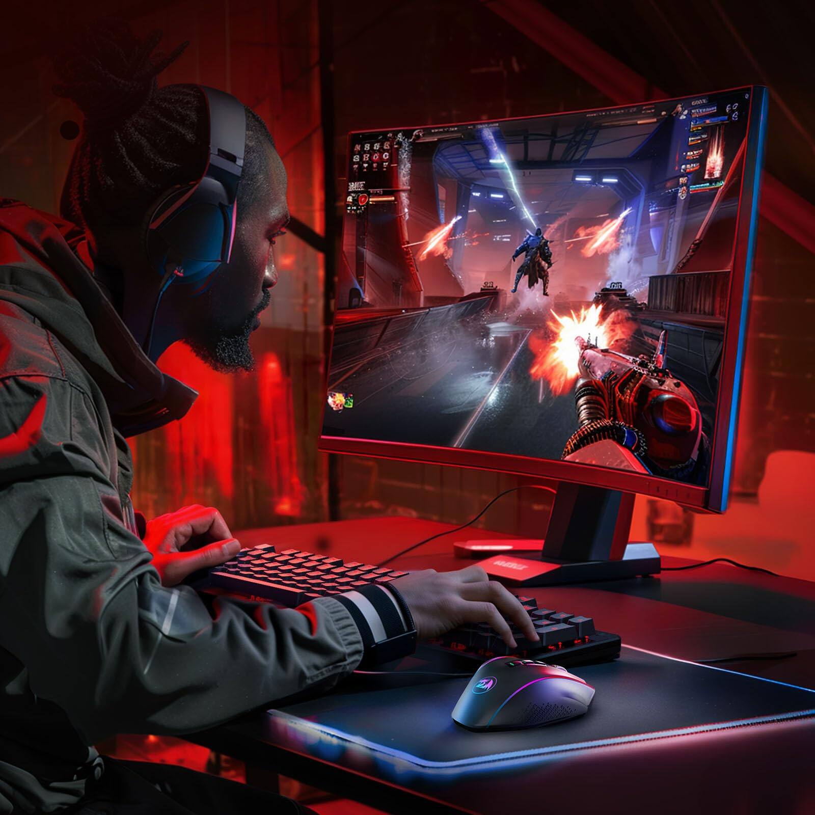 Alt View 5. PO3TICJUNKI3 - Gaming Mouse Mmo Up Macro Buttons Rgb Rechargeable With Side 70hrs Laptop Moba Fps M901p-ks - black.