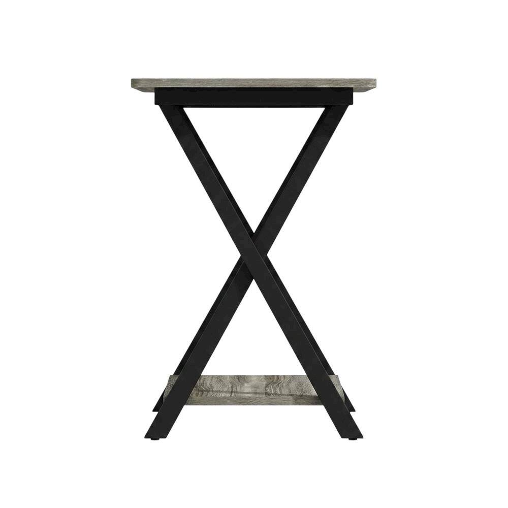 Back. FurniFact - Grey Oak and Black Finish End Table with Modern Design - Grey Oak/Black.