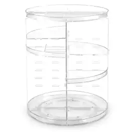 Cheer Collection - 360-Degree Rotating Acrylic Makeup and Skincare Organizer with 4 Adjustable Trays, 7 Height Levels - Clear