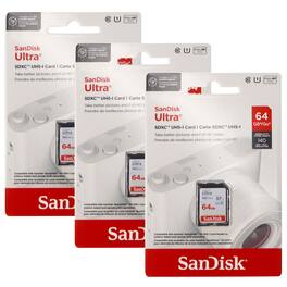 3x SanDisk 64GB Ultra SDXC UHS-I Memory Card - Up to 140MB/s