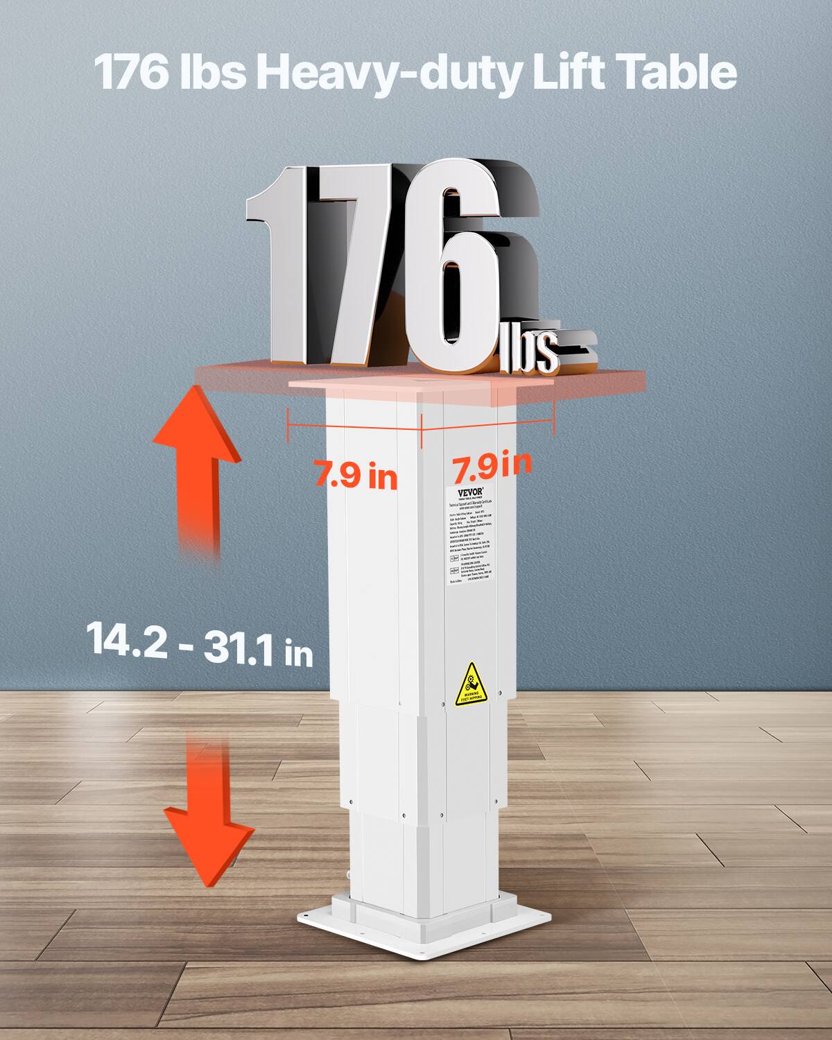 176 lbs Heavy-duty Lift Table  
116 lbs  
7.9 in  
7.9 in  
14.2 - 31.1 in