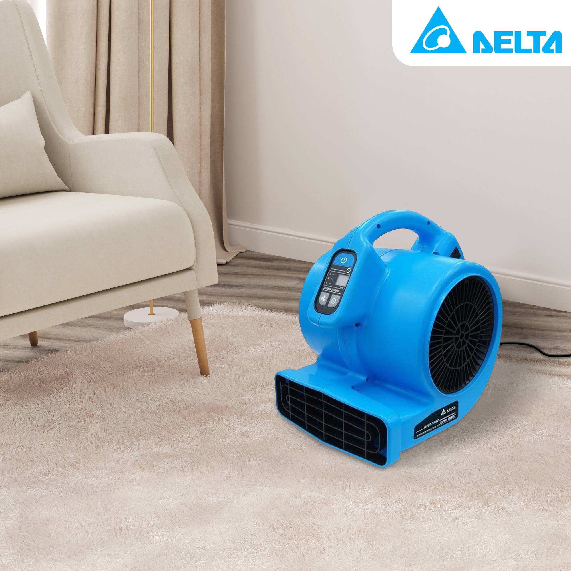 Alt View 2. Delta Breez - Delta Breez AirMover Powerful 3 Speed Quiet Operation Dryer Fan, 1200 CFM, Blue - White.