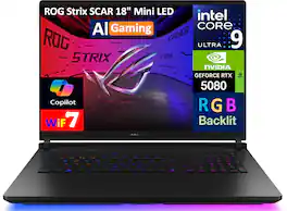 ASUS - ROG Strix SCAR Gaming Laptop (Ultra 9- 275HX, 32GB, 2TB PCIe SSD, 18 (2560x1600), RTX 5080, Win 11 Pro) - Off Black