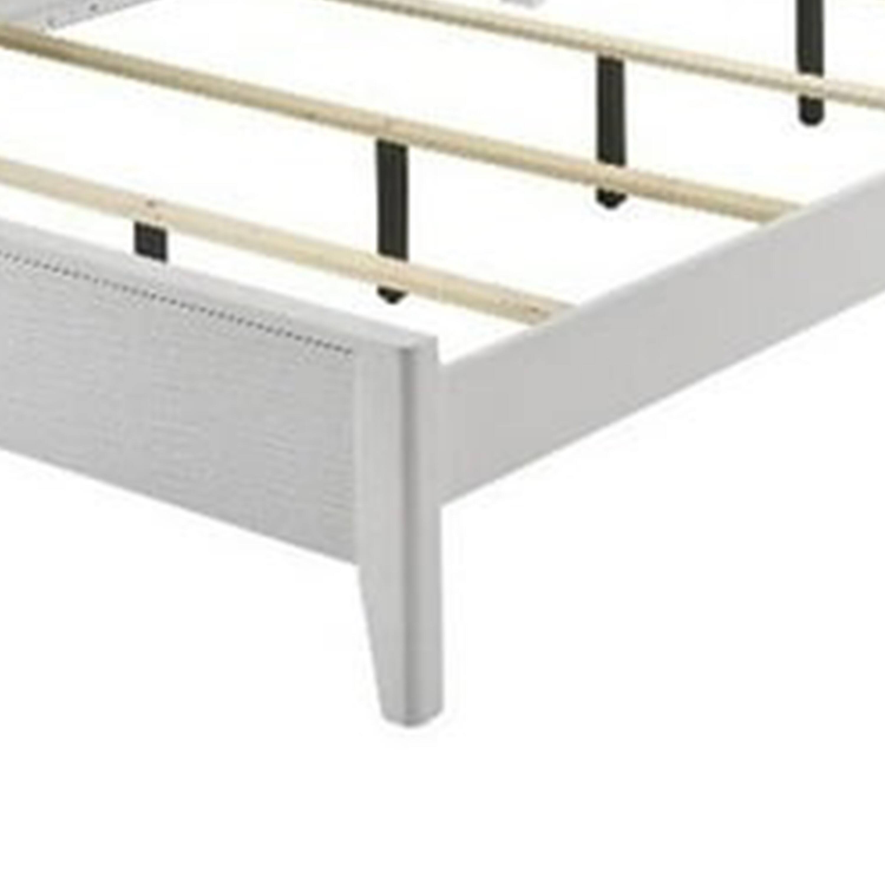 Alt View 3. Manhattan Lane - Tory King Size Bed, Wave Texture and Mitered Corners - White.