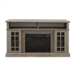 Boyel Living - 58.25-in Gray Wash Electric Fireplace TV Stand for TVs up to 65-in with MDF Glass Construction and Open Storage - Grey Wash