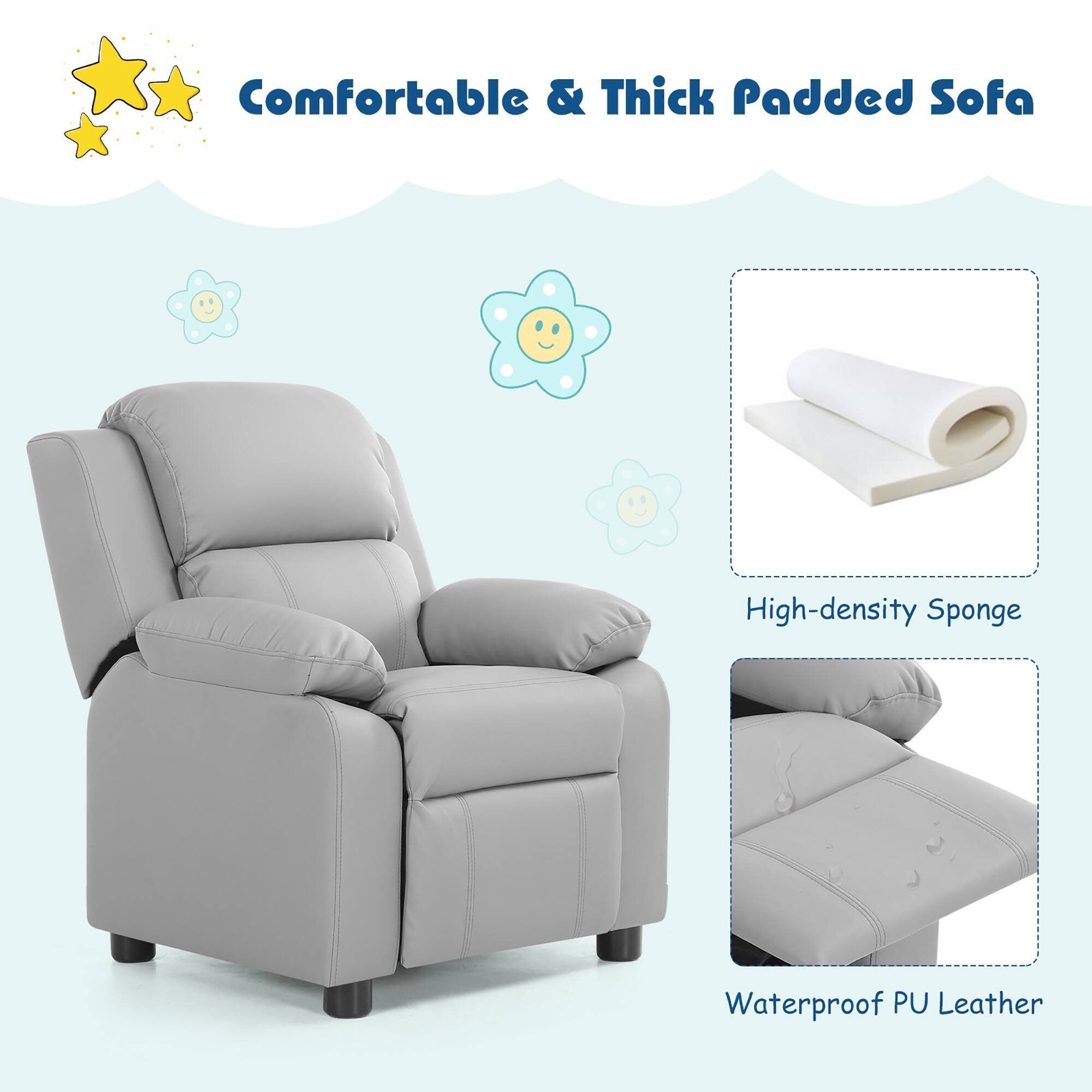 Comfortable & Thick Padded Sofa

- High-density Sponge
- Waterproof PU Leather