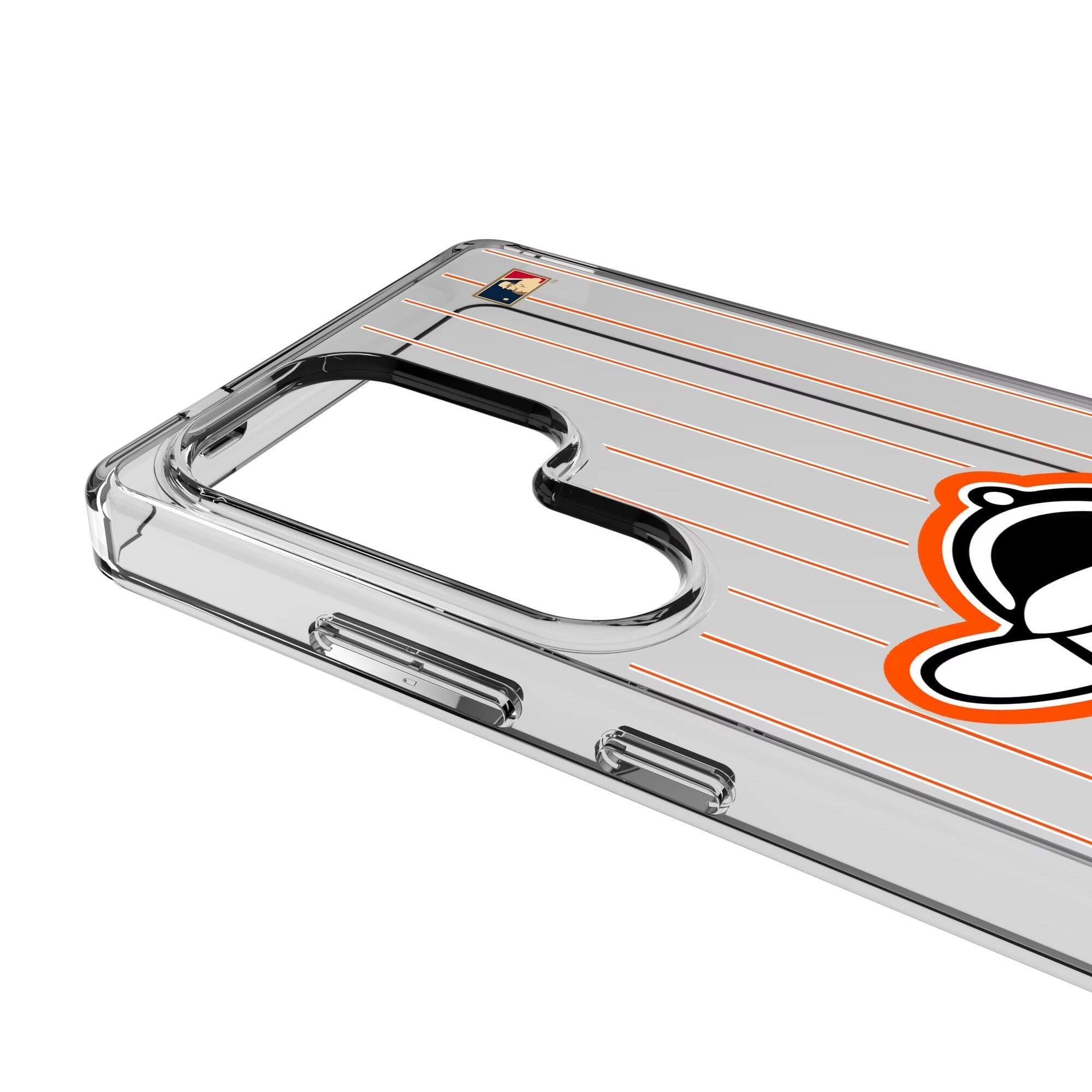 Alt View 2. Keyscaper - Baltimore Orioles 1955 Cooperstown Pinstripe Galaxy Clear Case - S22 - Multicolor.