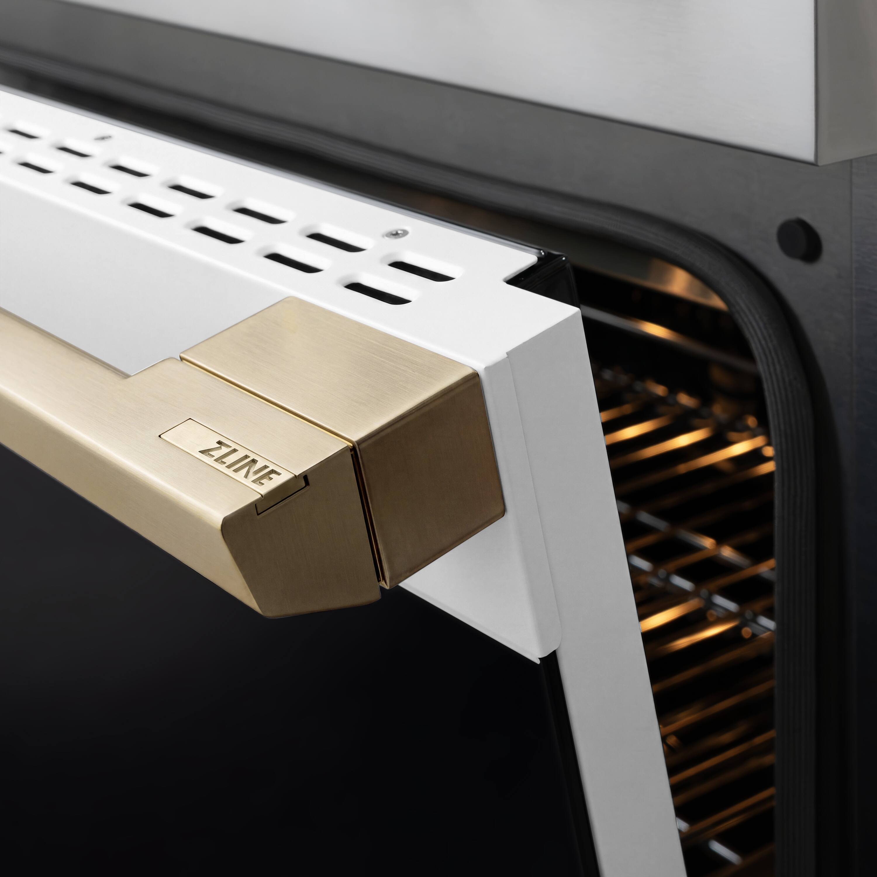 Alt View 14. ZLINE - Autograph 48 in. 6.7 cu. ft. Marino Dual Fuel Freestanding Range with 8 Gas Burner Cooktop with White & Bronze Accents - White Matte.