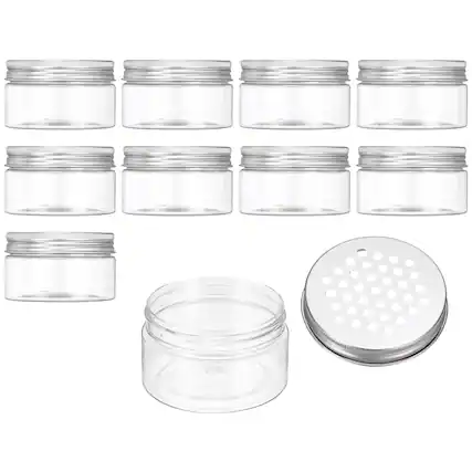 Front. Unique Bargains - Premium Empty Scent Beads Container, Refillable Spice Tin Hollow Lid, 10pcs 3.4oz - For Aromatherapy, Scent, Storage - Clear.