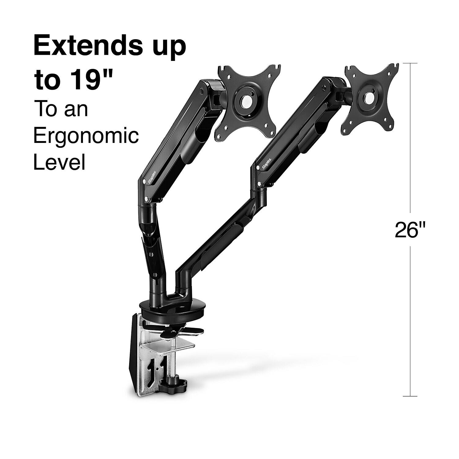 Extends up to 19"  
To an Ergonomic Level  
26"