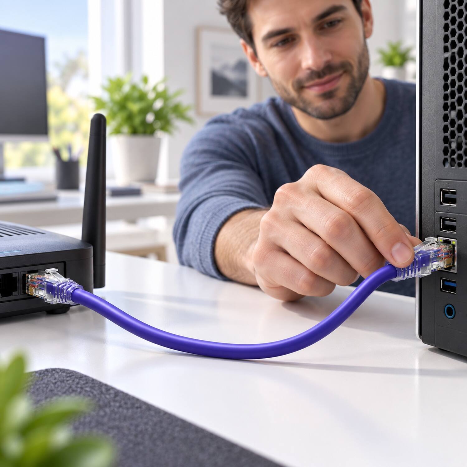 Back. Sanoxy - Sanoxy 20ft Cat6 Ethernet Cable 550MHz UTP Patch Cord with Clear Snagless Boot, Purple - Purple.