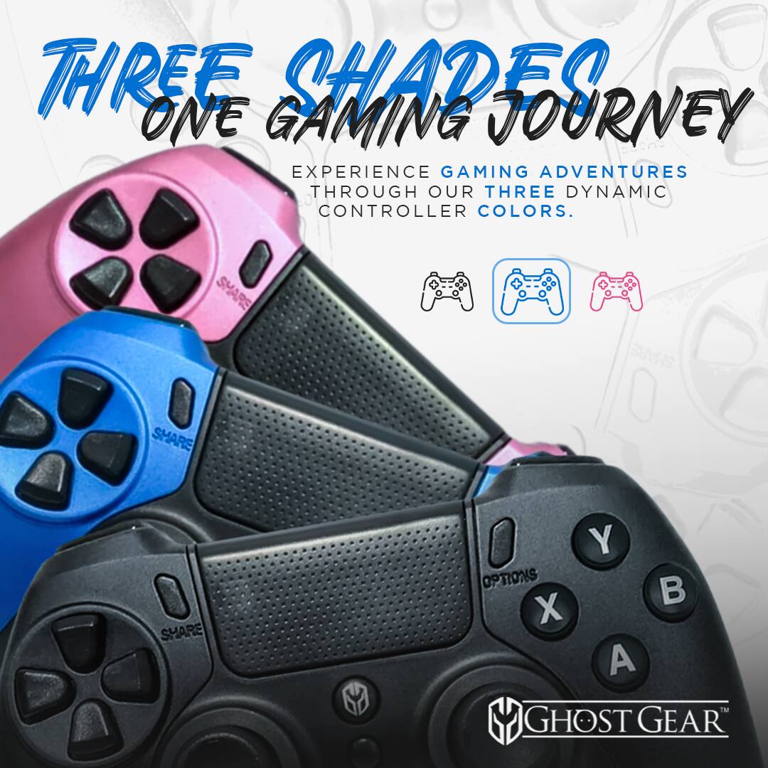 THREE SHADES ONE GAMING JOURNEY

EXPERIENCE GAMING ADVENTURES THROUGH OUR THREE DYNAMIC CONTROLLER COLORS.

GHOST GEAR