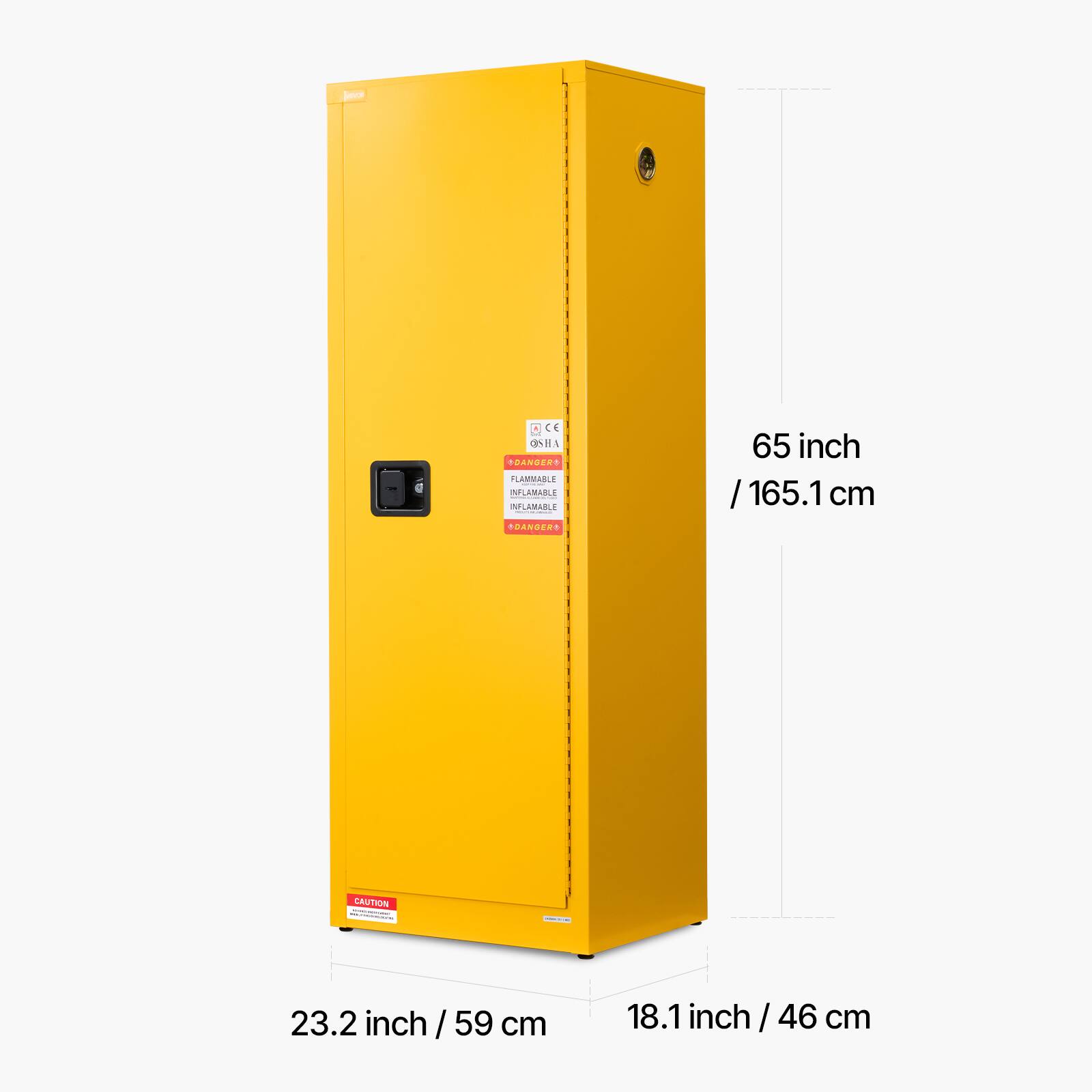 - CE
- OSHA
- DANGER
- FLAMMABLE
- INFLAMMABLE
- INFLAMMABLE
- CAUTION

65 inch / 165.1 cm

23.2 inch / 59 cm

18.1 inch / 46 cm