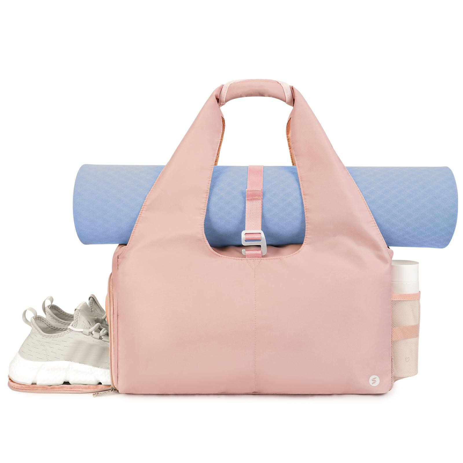 Front. Pacoar Cade - Yoga Gym Bags For Women With Shoes Compartment & Wet Dry Storage Pockets Adjustable Mat Holder  Pending - Pink.