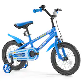VEVOR - Kids Bike, 14 Inches BMX Style Children Bicycle, Rider Height 2.95 ft - 3.77 ft, Training Wheels Included - Blue