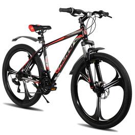 HILAND - 26" Mountain Bike for Men Women Adults, 18-Speed, Disc Brake, Lightweight Aluminum Frame, 3 Spoke MTB - Black