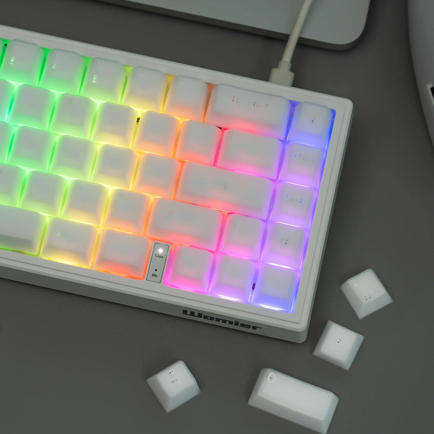 Womier PBT Keycaps,Translucent Ceramic Keys Cherry Profile Double