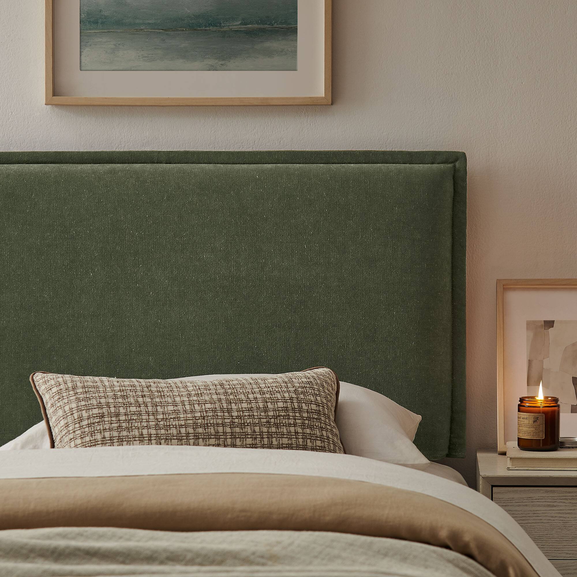 Alt View 1. Modway - Camille Upholstered Linen Blend Headboard by Modway - Sage.