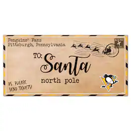 Fan Creations - Pittsburgh Penguins 6'' x 12'' Letter to Santa Sign - Multicolor