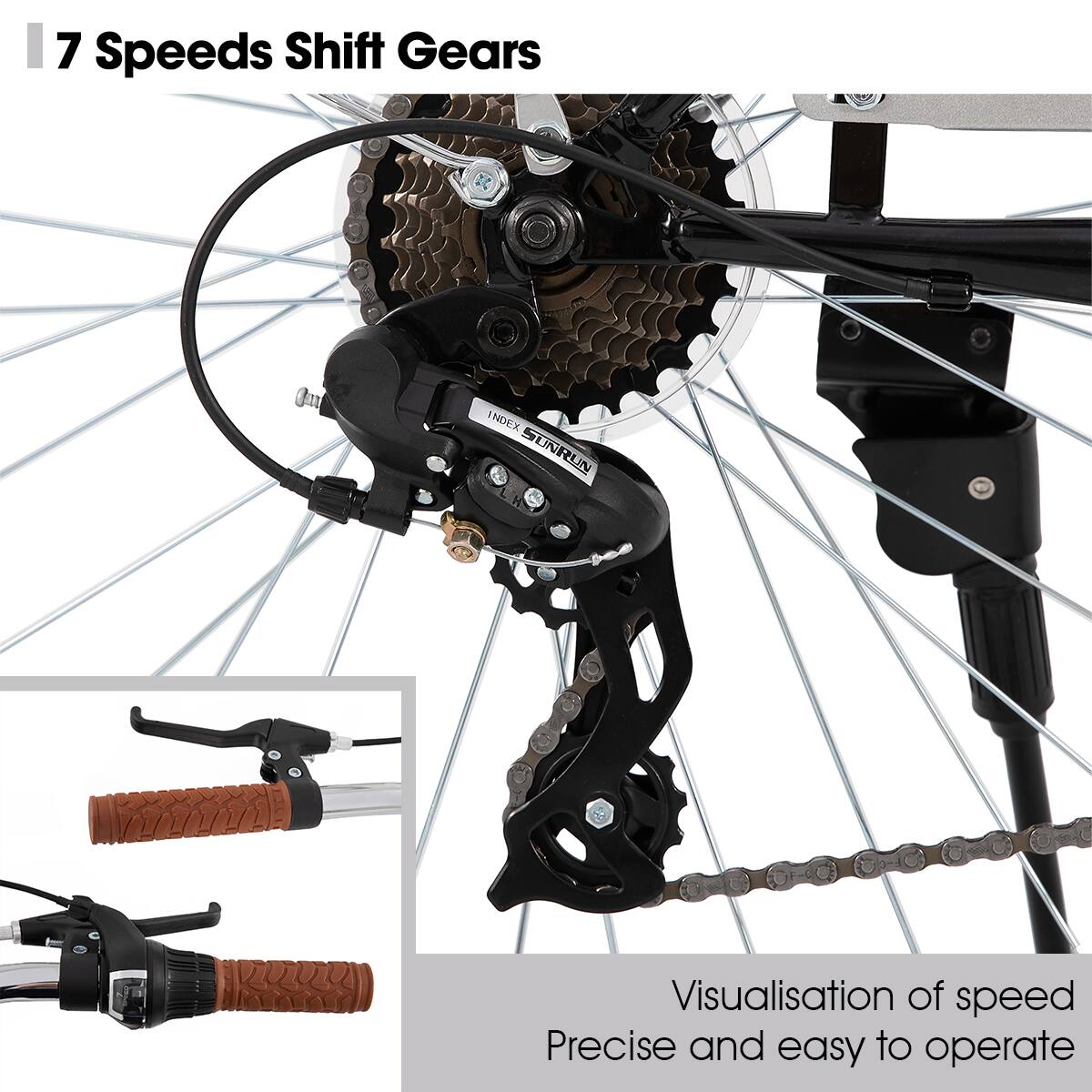7 Speeds Shift Gears

Visualisation of speed
Precise and easy to operate