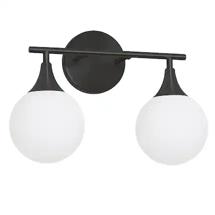 Front. HM 1810 - Modern Brushed Bathroom Vanity Light Energy Efficient G Base Lighting Fixtures Over Mirror Anti glare Inc - Black 2 light.