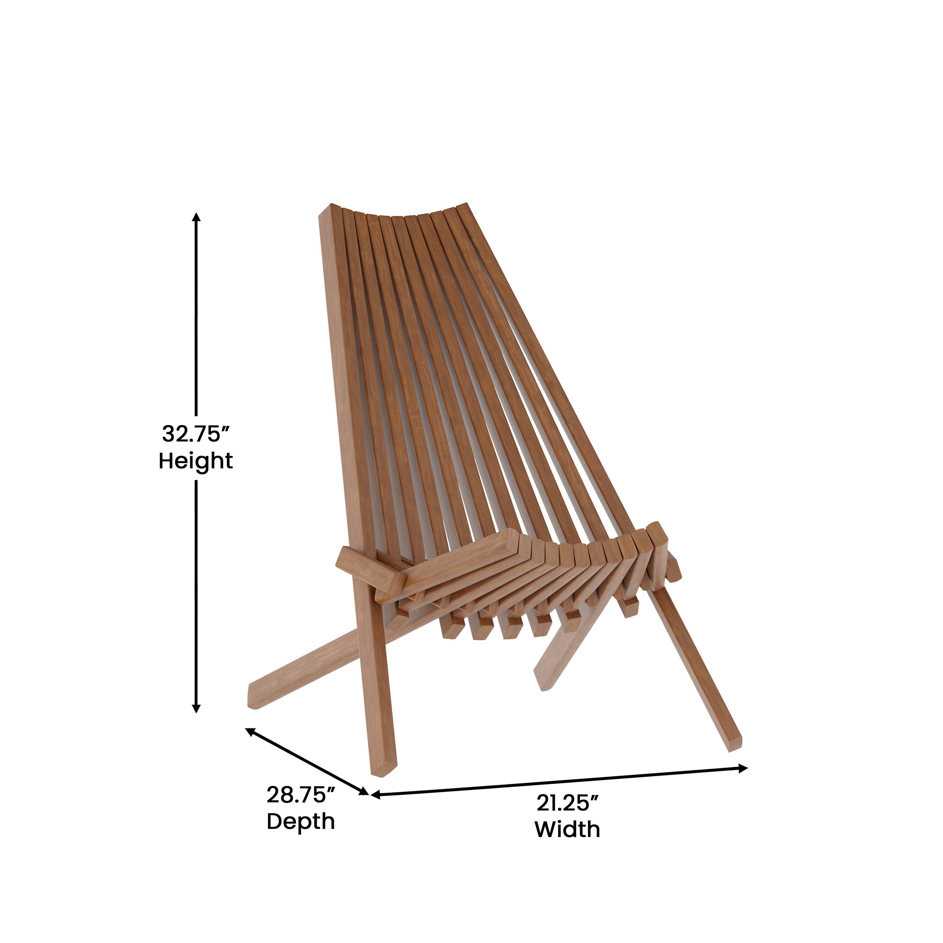 Emma + Oliver Acacia Wood Low Profile Lounge Folding Chair for