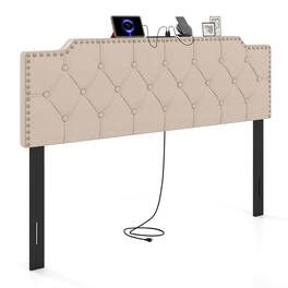 Costway - Headboard for Queen and Full Size Bed, Rivet Tufted Upholstered Head Board - Beige
