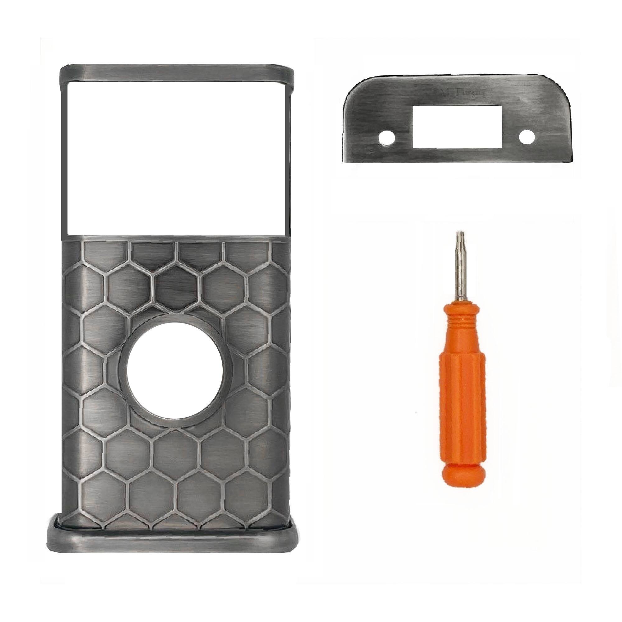 Back. Michael Healy - Honeycomb Video Doorbell Cover (Ring 2nd Gen) - Antique Pewter.