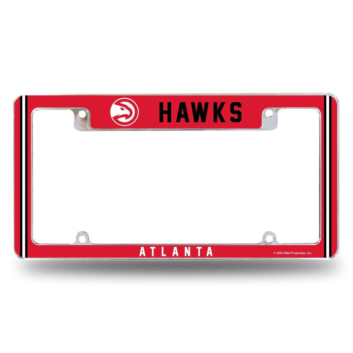 Atlanta Basketball Hawks Chrome Metal License Plate Frame