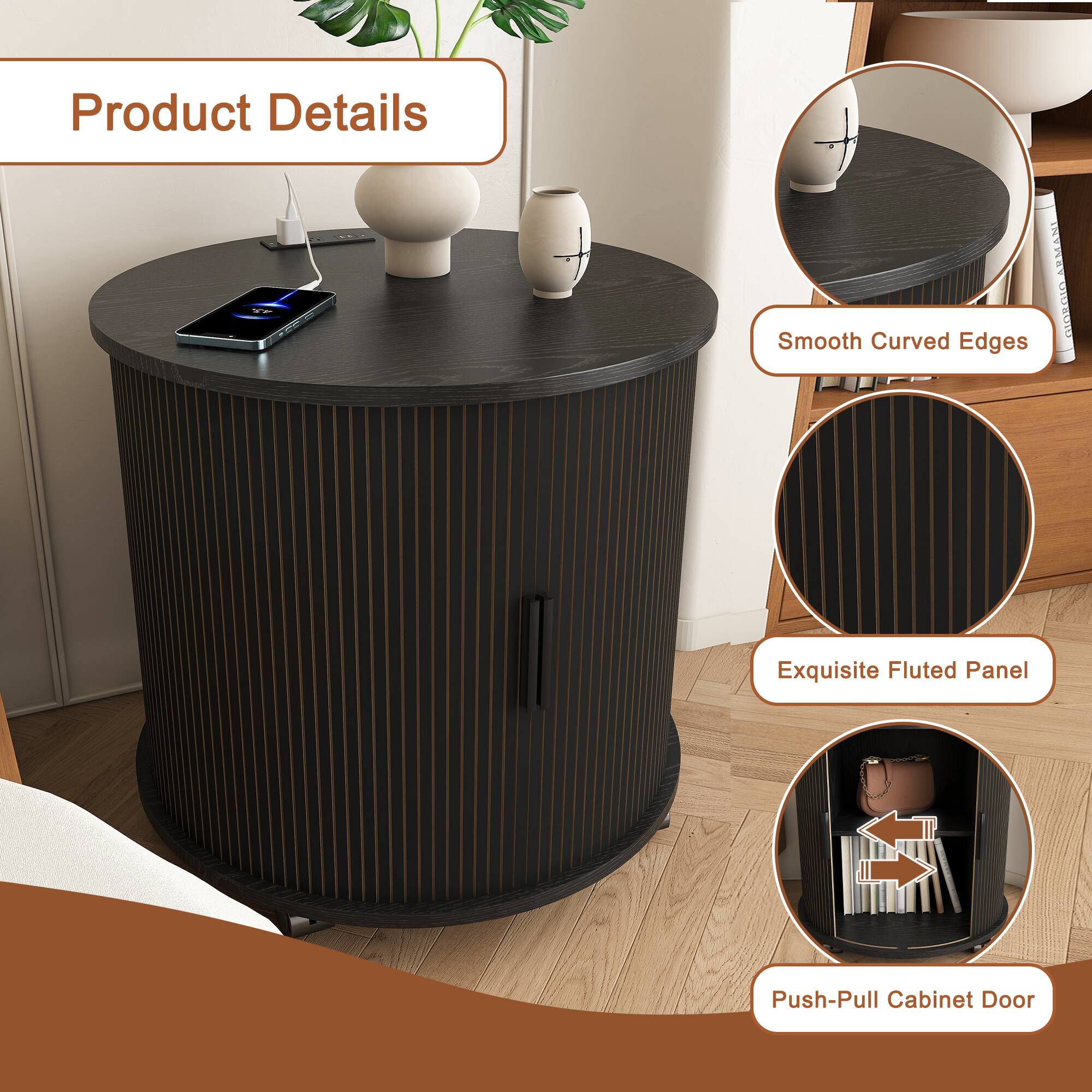 Product Details

- AUMANI CIUSUN
- Smooth Curved Edges
- Exquisite Fluted Panel
- Push-Pull Cabinet Door