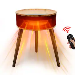 Sweet - Space Heater Side Table, Ceramic 2-in-1 Indoor Heater with Remote, 1500W, Overheat & Tip-Over Protection, 1-12H Timer - Black