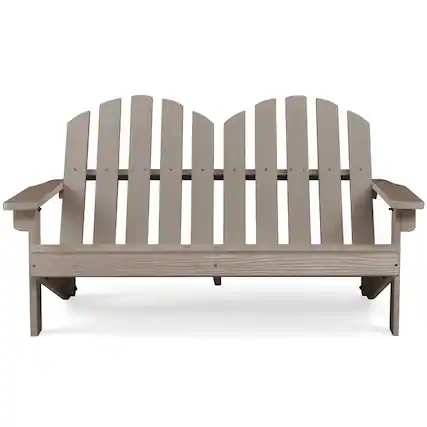 Front. Gymax - Gymax 2-Seat Adirondack Chair for Kids Solid Wood Loveseat Backrest Arm Rest Patio Gray - Gray.