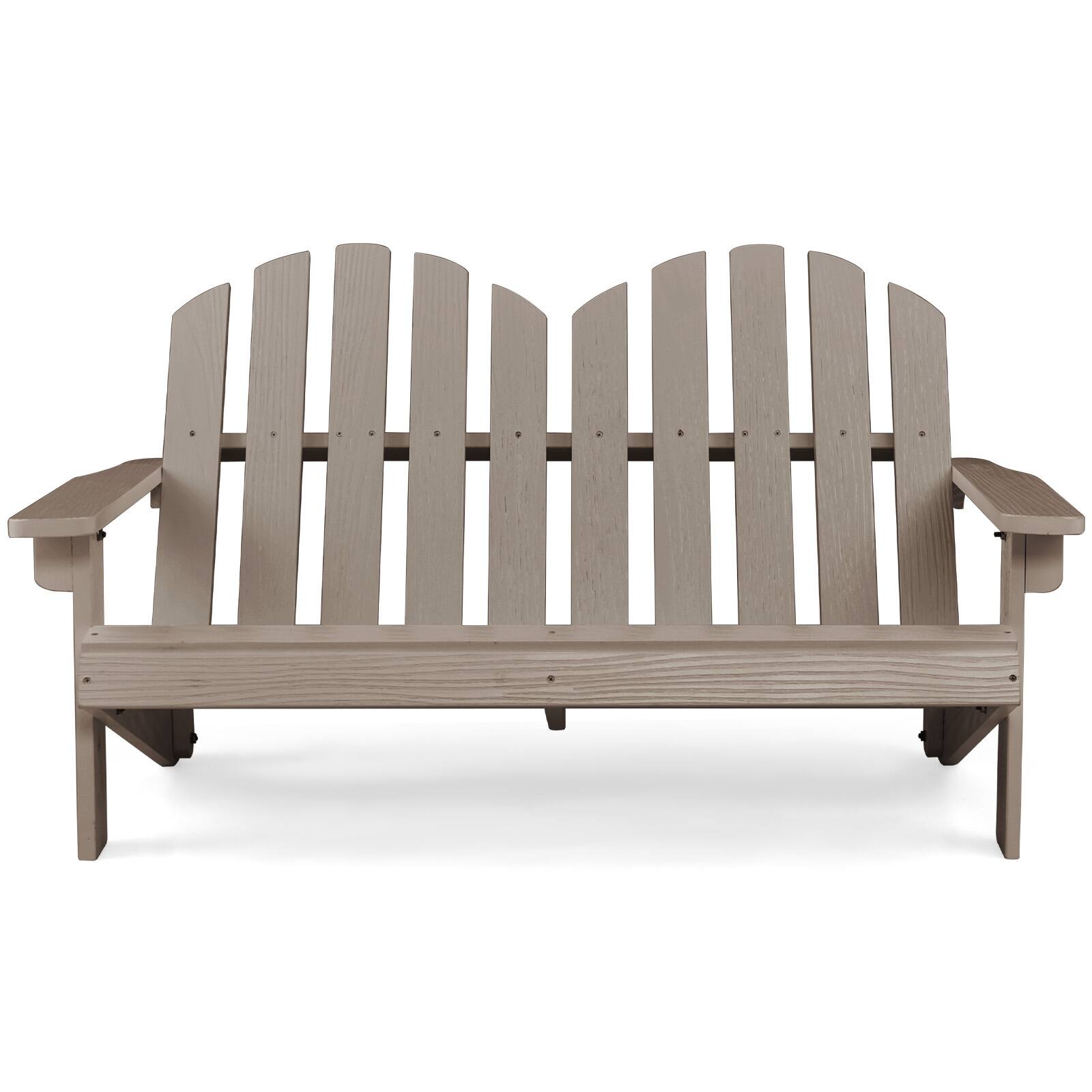 Front. Gymax - Gymax 2-Seat Adirondack Chair for Kids Solid Wood Loveseat Backrest Arm Rest Patio Gray - Gray.