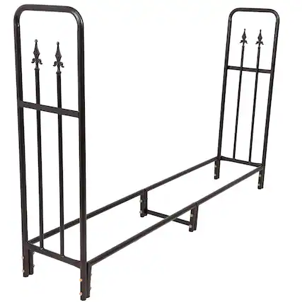Front. Sunnydaze - 6 ft Decorative Steel Firewood Log Rack - Bronze.