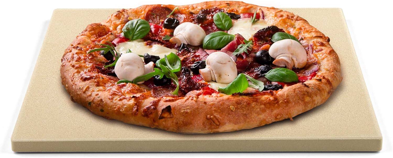 Angle. Cook N Home - Cook N Home 02663  True Cordierite Pizza Grilling Baking Stone 16 inch x14 inch rectangular x 5/8-inch thickness - yellow.