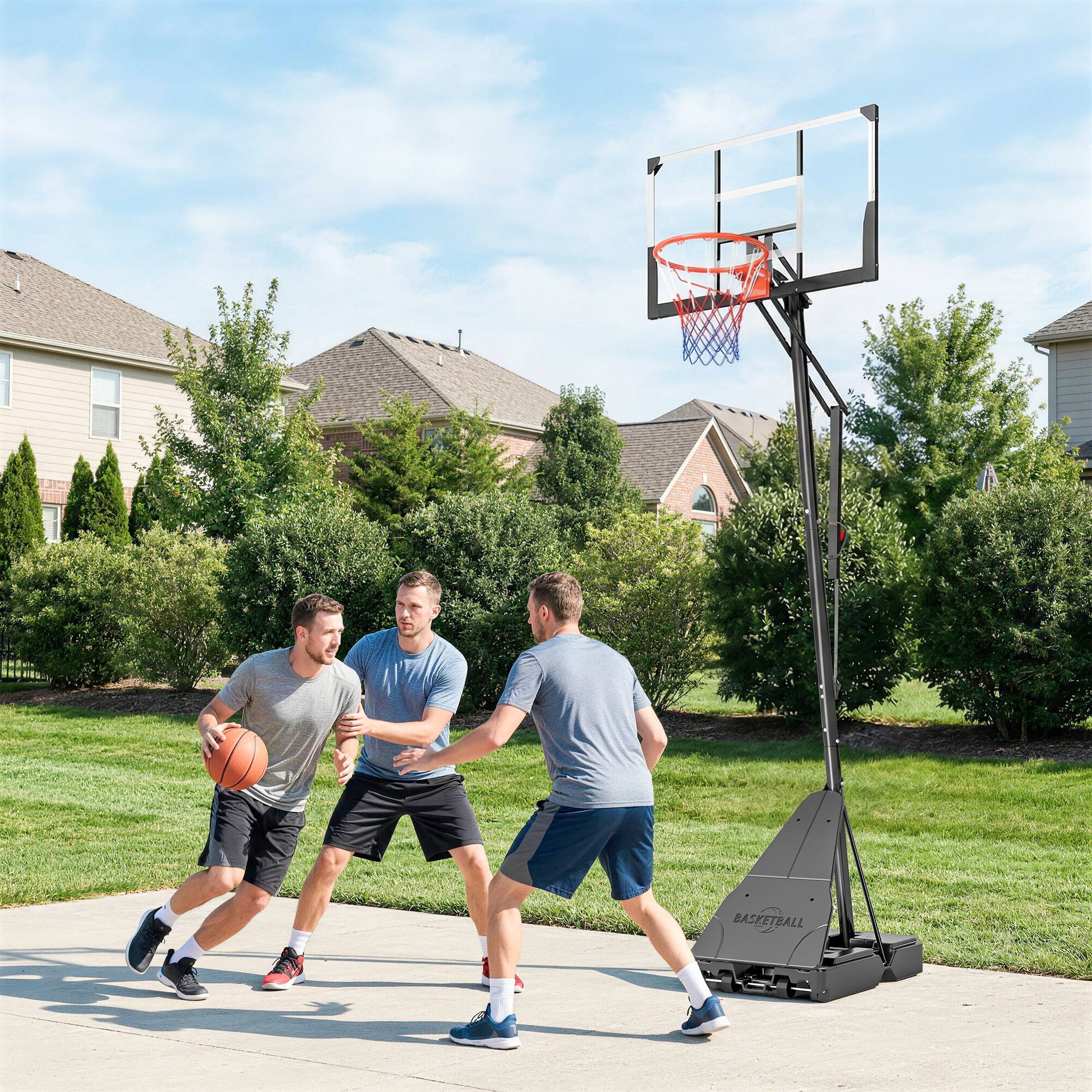 Alt View 7. Soozier - Basketball Hoop Outdoor, 8-10ft Adjustable Basketball Goal, 47 Inch Shatterproof Backboard - Black.