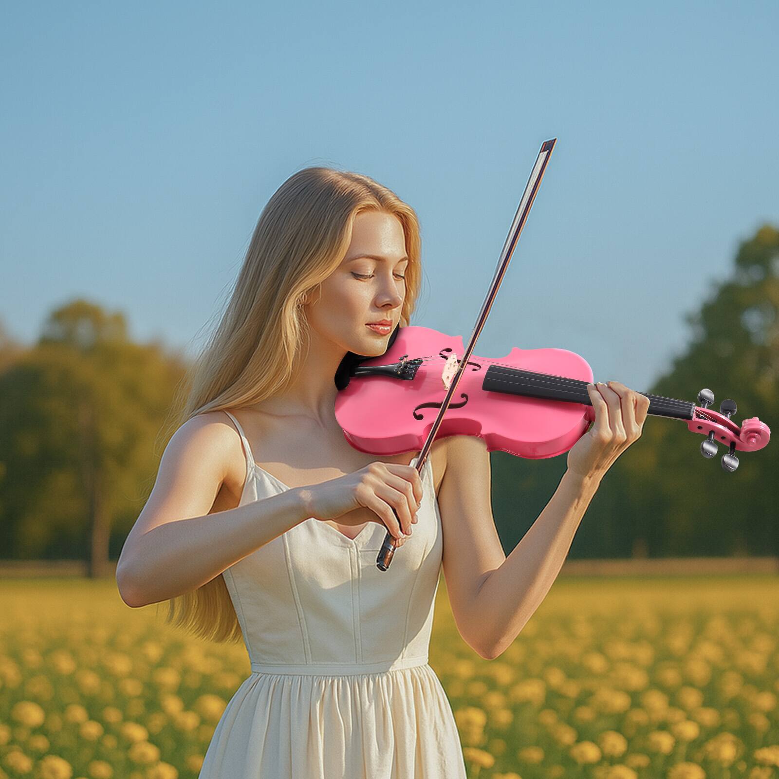 Alt View 3. Winado - 1/4 Violin Set for Kids Basswood Pink Acoustic Violin Fiddle for Kids.