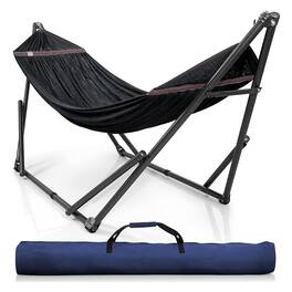 Tranquillo - Universal 106.5" Double Hammock with Adjustable Stand and Bag - Black