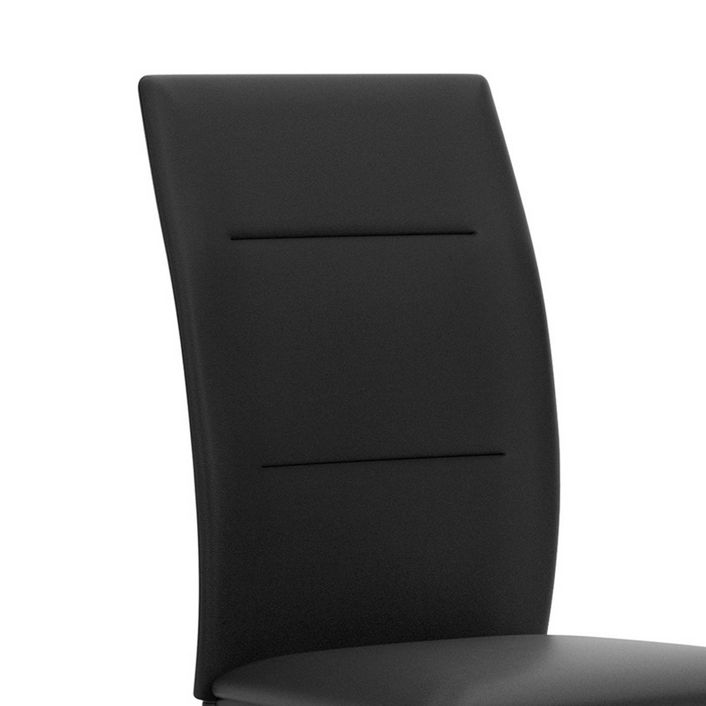 Alt View 3. Manhattan Lane - Miya Side Dining Chair Set of 2, Black Faux Leather, Sleek Metal Legs - Black.