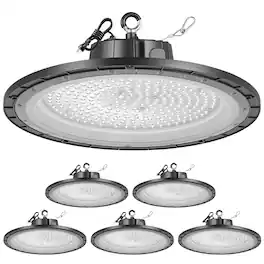 VEVOR - 6 Pack LED High Bay Lights, 5000K 150W 21000LM Super Bright UFO LED Warehouse Shop Lights, IP65 Waterproof - Black