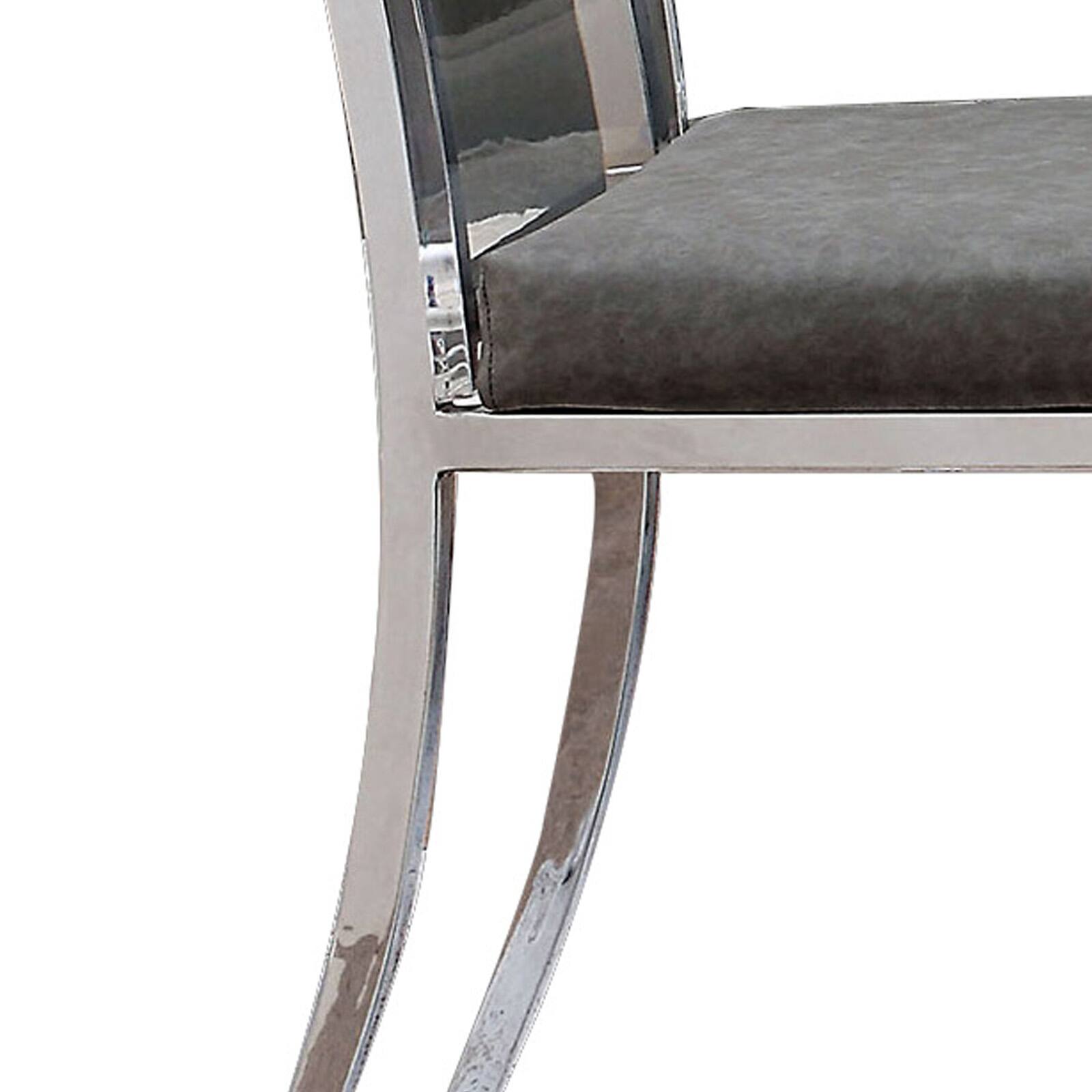 Alt View 1. Manhattan Lane - Metal Dining Side Chair with Acrylic Backing, Set of 2 - Silver and Gray.