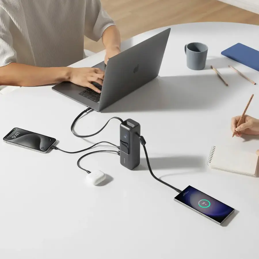 Alt View 3. Anker - Anker Laptop Power Bank (25K, 165W, Built-In and Retractable Cables) - Black.